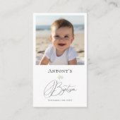 Bloemblauw groen kruis doopgebed visitekaartje (Achterkant)