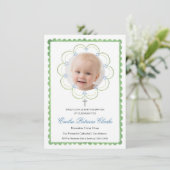 Bloemblauw Groen Kruis Eenvoudige Doop Kaart (Staand voorkant)