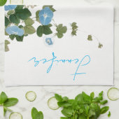 bloemblauw groen pastelkleuren naam theedoek (Gevouwen)