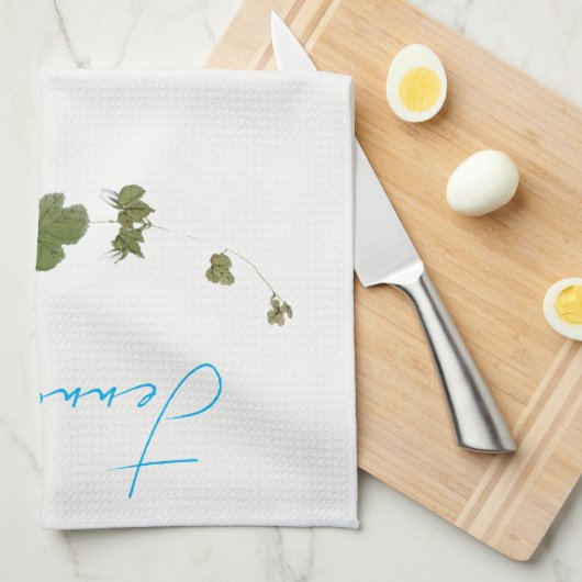 bloemblauw groen pastelkleuren naam theedoek (Quarter Fold)