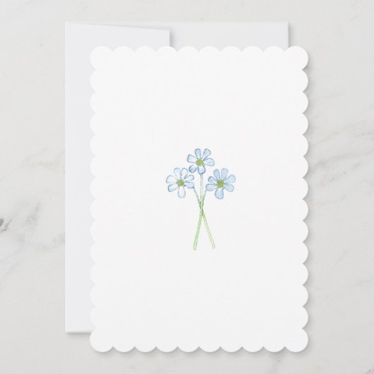 Bloemblauw Groen Roze Eenvoudige Doop Kaart (Achterkant)