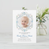 Bloemblauw Groen Roze Eenvoudige Doop Kaart (Staand voorkant)