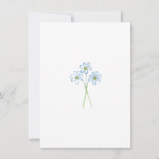 Bloemblauw Groen Roze Eenvoudige Doop Kaart (Achterkant)