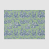 Bloemblauw Groen Toile de Jouy Tissuepapier (Voorkant)