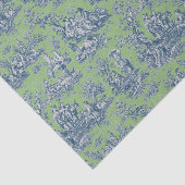 Bloemblauw Groen Toile de Jouy Tissuepapier (Detail)