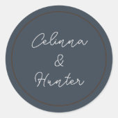  Bloemblauw Herfst Gedroogde Bloemen Huwelijk Ronde Sticker (Voorkant)