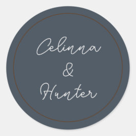  Bloemblauw Herfst Gedroogde Bloemen Huwelijk Ronde Sticker