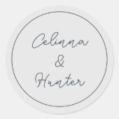  Bloemblauw Herfst Gedroogde Bloemen Huwelijk Ronde Sticker (Voorkant)