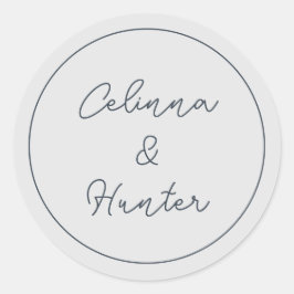  Bloemblauw Herfst Gedroogde Bloemen Huwelijk Ronde Sticker