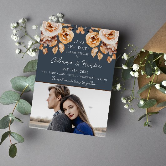  Bloemblauw Herfst Gedroogde Bloemen Huwelijk Save The Date