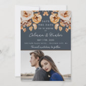  Bloemblauw Herfst Gedroogde Bloemen Huwelijk Save The Date (Voorkant)