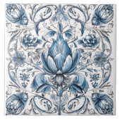 Bloemblauw Indigo Azulejo Tegels Tegeltje (Voorkant)