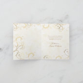 Bloemblauw Iris Goud Damast Wit Bedankkaart (Binnen)