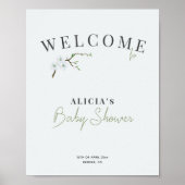 Bloemblauw lente jongen baby shower welkomstbord poster (Voorkant)