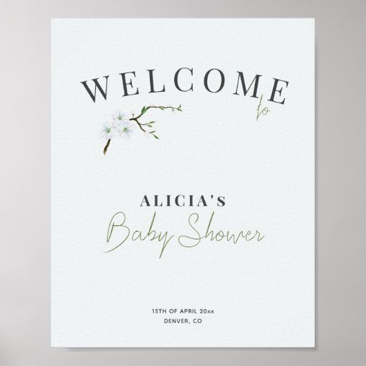 Bloemblauw lente jongen baby shower welkomstbord poster (Voorkant)