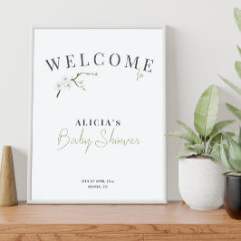 Bloemblauw lente jongen baby shower welkomstbord poster