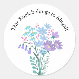 Bloemblauw Lila Boeket Wildflowers Boekplaat Ronde Sticker