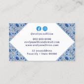 Bloemblauw mediterraan tegels visitekaartje (Achterkant)
