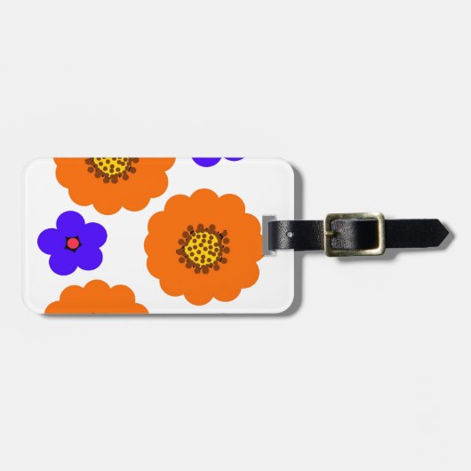 Bloemblauw Oranje design Bagagelabel (Voorkant horizontaal)