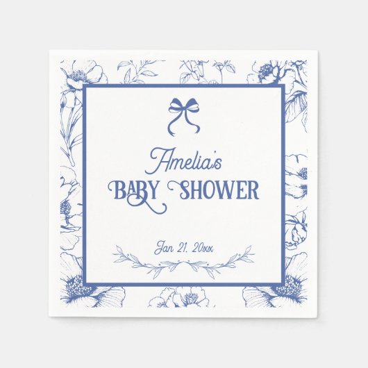  Bloemblauw Ornament Baby shower servetten (Voorkant)