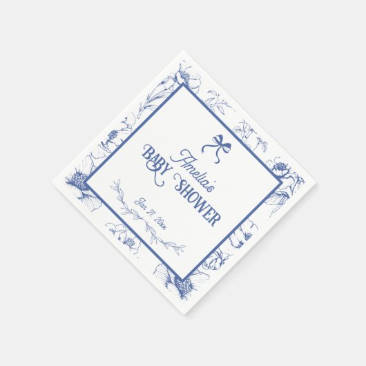  Bloemblauw Ornament Baby shower servetten (Hoek)