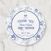 Bloemblauw Ornament Dank u Baby shower Bedankjes Labels (Voorkant)