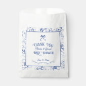 Bloemblauw Ornament Dank u Baby shower Bedankzakje (Voorkant)