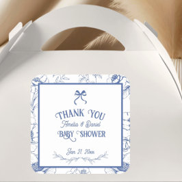  Bloemblauw Ornament Dank u Baby shower Vierkante Sticker