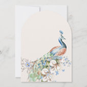 Bloemblauw pauw vogel vrijgezellenfeest kaart (Achterkant)