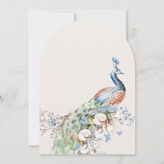 Bloemblauw pauw vogel vrijgezellenfeest kaart (Achterkant)