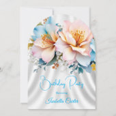 Bloemblauw Roze Gele Bloemen Verjaardagsfeest Kaart (Voorkant)
