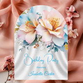 Bloemblauw Roze Gele Bloemen Verjaardagsfeest Kaart