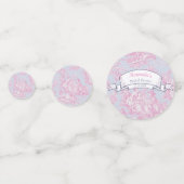 Bloemblauw Roze Toile de Jouy Shower Confetti (Achterkanten)