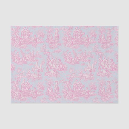  Bloemblauw Roze Toile de Jouy Tissuepapier (Voorkant)