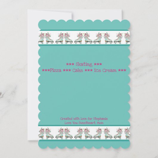Bloemblauw Schaats Birthday Party Kaart (Achterkant)