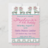 Bloemblauw Schaats Birthday Party Kaart (Voorkant)