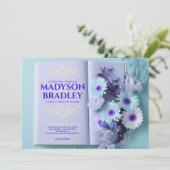  Bloemblauw Storybook Boek Trouwen Kaart (Staand voorkant)