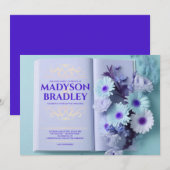  Bloemblauw Storybook Boek Trouwen Kaart (Voorkant / Achterkant)