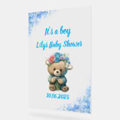 Bloemblauw teddy acryl baby shower teken acryl bord (Hoek)