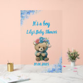 Bloemblauw teddy acryl baby shower teken acryl bord (Huwelijk)