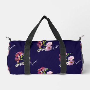 Bloemblauw w / Naam Print Cut Sew Bag Plunjezak