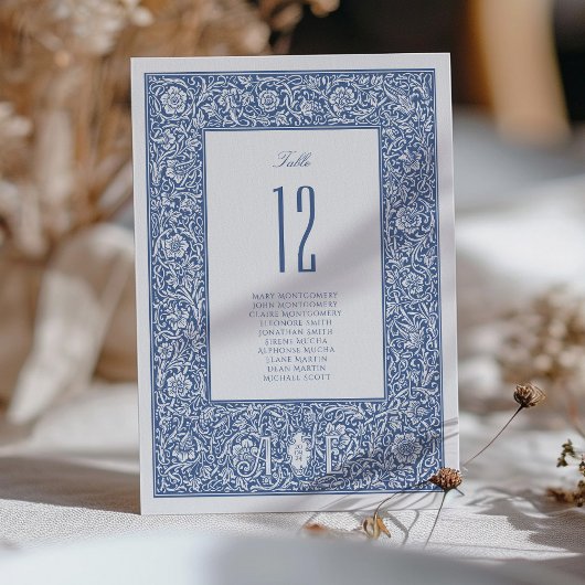 Bloemblauw William Morris Tafelnummer Kaarten