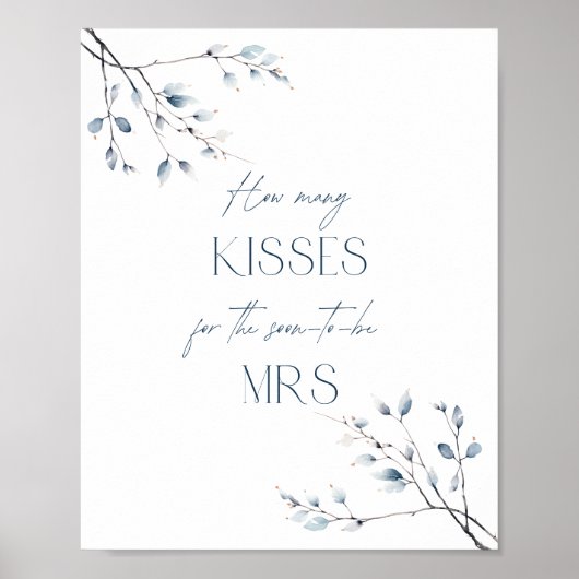 Bloemblauw Winter Botanisch Hoeveel Kusjes Poster (Voorkant)