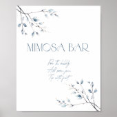 Bloemblauw Winter Botanische Mimosa Bar Poster (Voorkant)