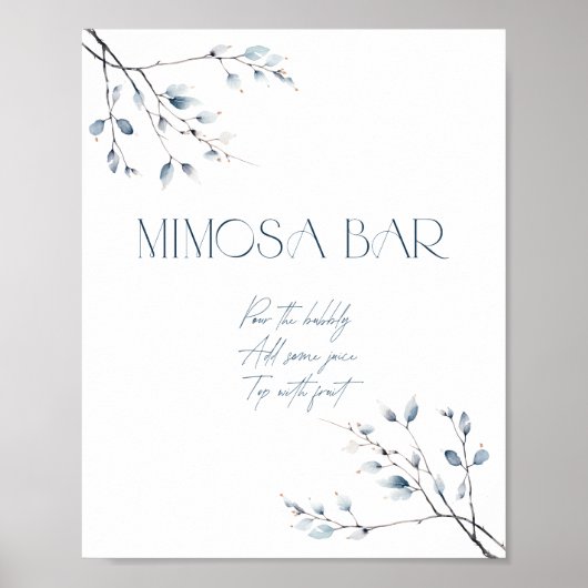 Bloemblauw Winter Botanische Mimosa Bar Poster (Voorkant)