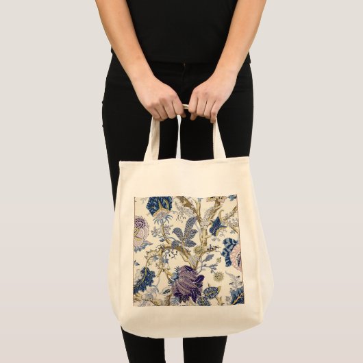 Bloemblauw Wit Decoratieve Canvas tas (Voorkant (product))