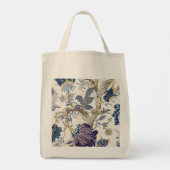Bloemblauw Wit Decoratieve Canvas tas (Achterkant)
