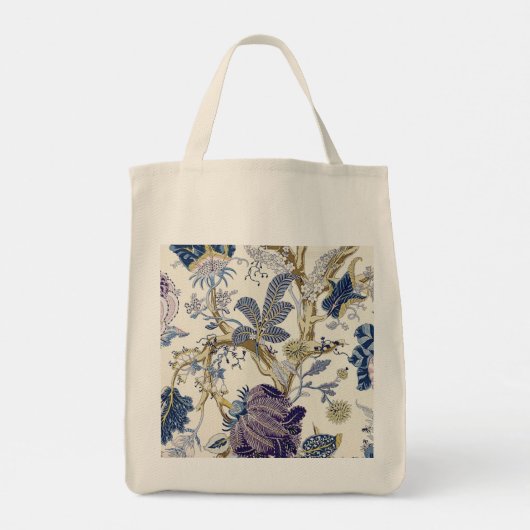 Bloemblauw Wit Decoratieve Canvas tas (Achterkant)