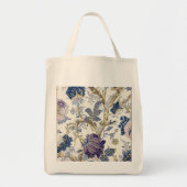 Bloemblauw Wit Decoratieve Canvas tas (Voorkant)