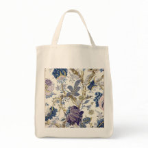 Bloemblauw Wit Decoratieve Canvas tas